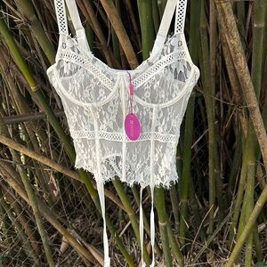 White Lace Corset Bra Top NWT